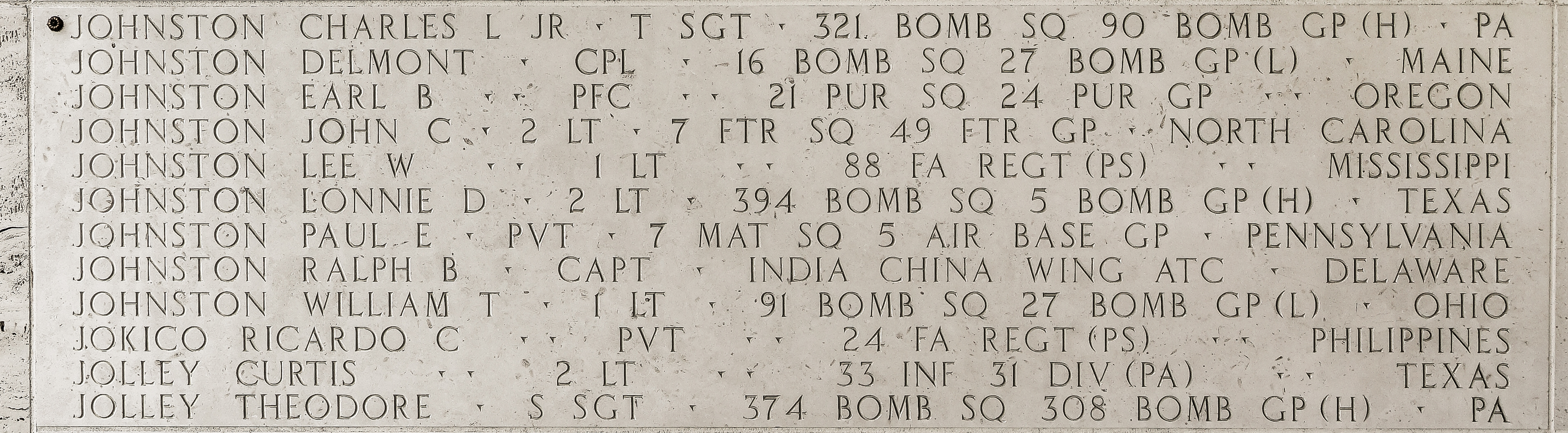 Charles L. Johnston, Technical Sergeant